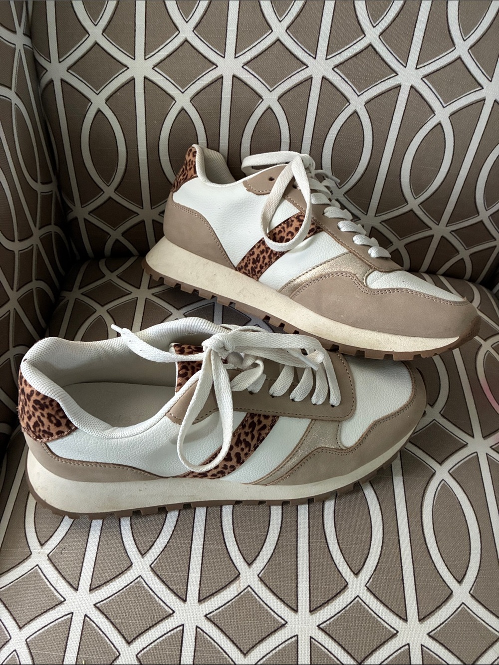 Limelight Beige, White & Leopard Accent Sneaker